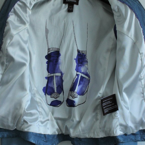 Soft Blue Leather Jacket - MUST SEE LINING! - Picture 7 of 7